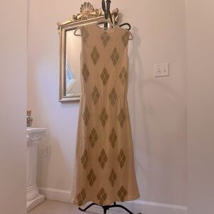 Vintage Woven Diamond Patterned Dress